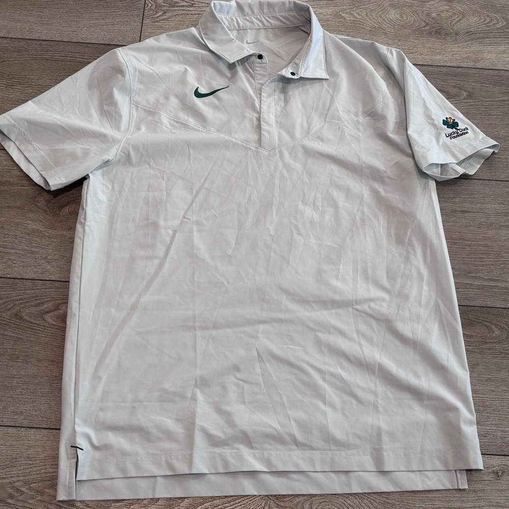 Nike Polo Shirt Mens XL White Dri-FIT Golf Activewear Preppy Casual Athletic